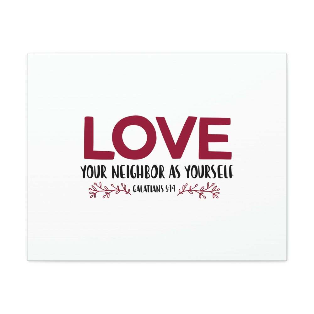 Scripture Sign Love Your Neighbor Galatians 5:14 Red Christian Wall Art Bible V